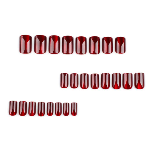 Rote Cat Eye Press On Nägel Square Nails – Bild 3
