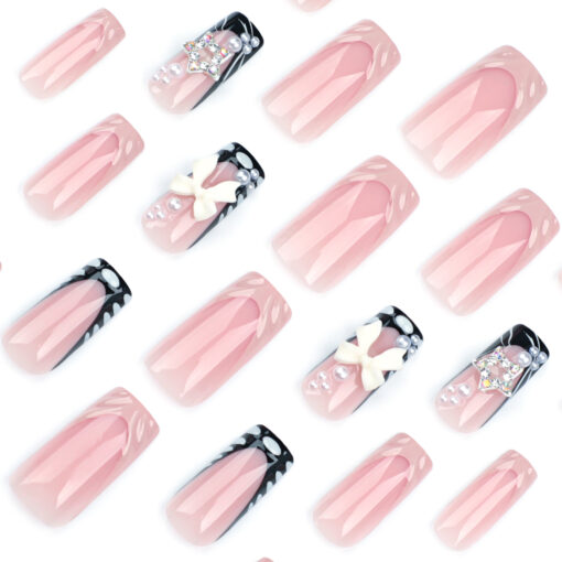 Ballerina Press On Nails mit Wellenmuster – Bild 3