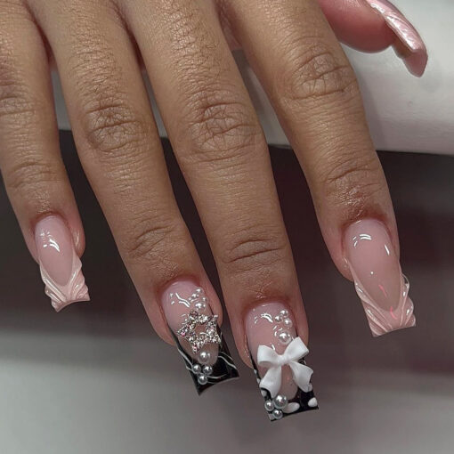 Ballerina Press On Nails mit Wellenmuster – Bild 2