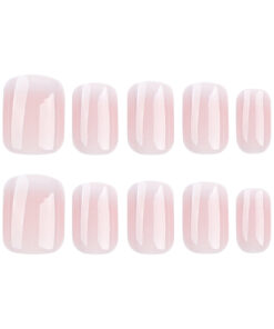 French Ombre Press On Nails Rosa-Weiß Square Nails für Alltag und Büro