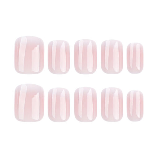 French Ombre Press On Nails Rosa-Weiß Square Nails für Alltag und Büro