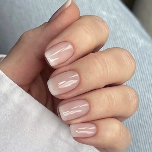 French Ombre Press On Nails Rosa-Weiß Square Nails für Alltag und Büro – Bild 2