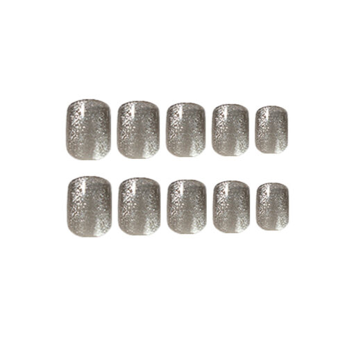 Luxuriöse Cat Eye Press On Nails mit Silberglitzer