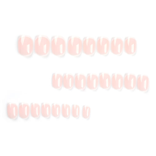 Nude French Press On Nails Kurz und Elegant Round Nails – Bild 4