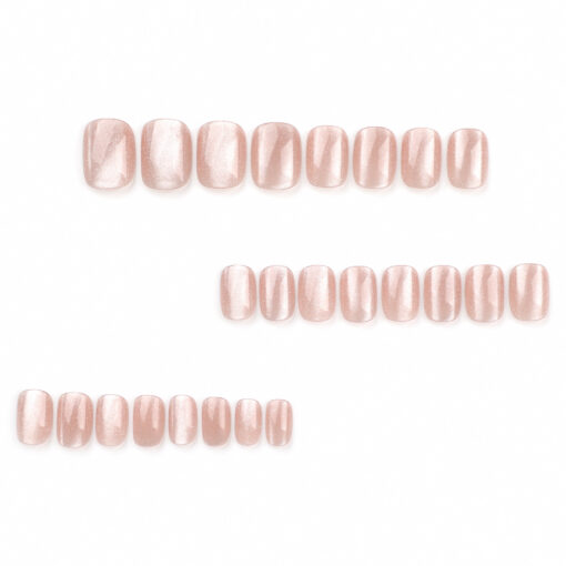 Nude Rosa Cat Eye Press On Nails – Bild 3