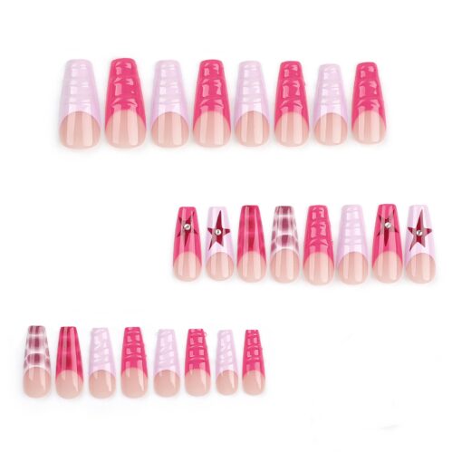 Pink Press On Nails mit Strass und Sternen Für Party Trendnägel – Bild 3