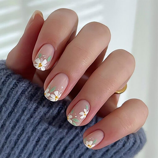 Square Press On Nails Blumen Kunstnägel – Bild 2