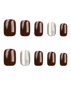 Tiefbraun und silber Press On Nails für Herbst & Winter